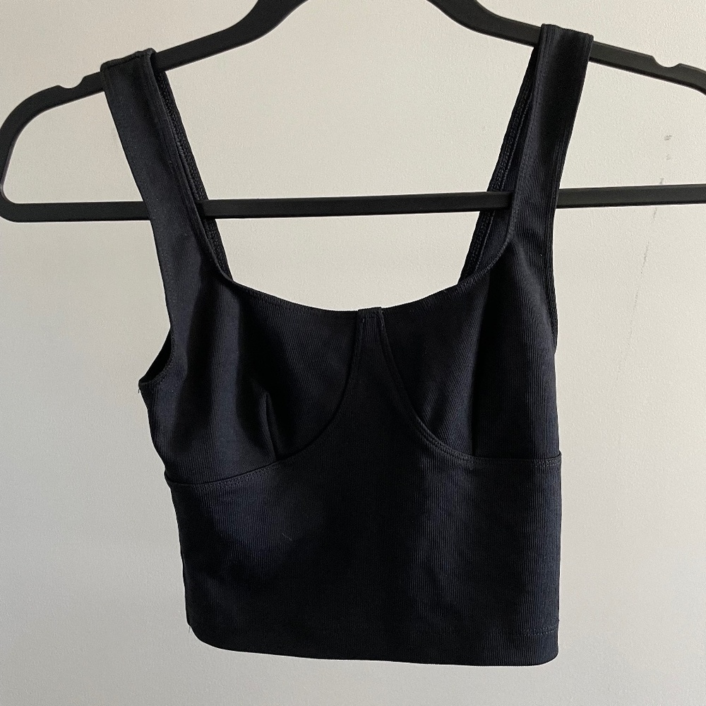 Wilfred Black Bustier Style Cropped Tank Top